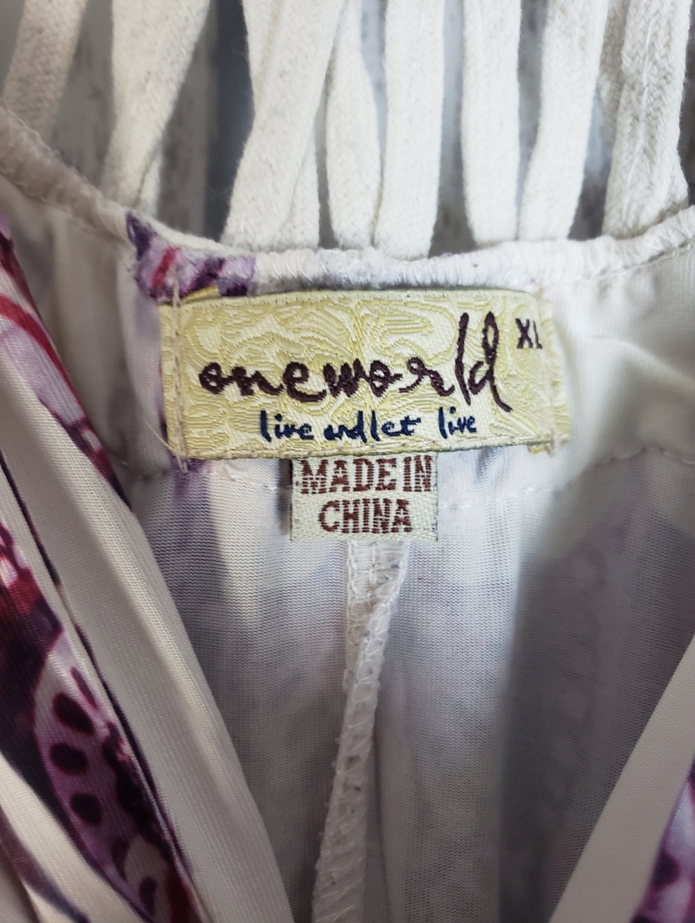ONE WORLD Pink & Purple Sublimation Maxi Dress Crochet Straps Stretchy XL 1i - Picture 5 of 9